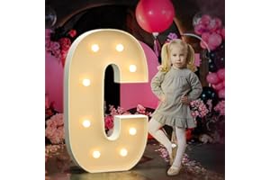 Tongjoy Marquee Letters 3 Feet Tall Large Light Up Letters C for Baby Sign Backdrop Big Marry Me Sign Birthday Party Decorations Pre-Cut Foam Board