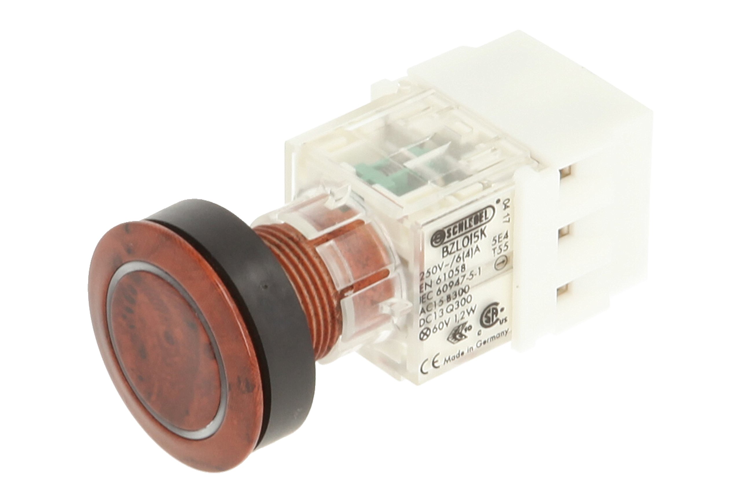 Club 23.000.959 Push Button Root Wood Decoration Ring Lighting Contact Button Master 1 Closer + 1 opener and Bulb Holder t5,5 K LED 24 V WHITE (Pack of 2)