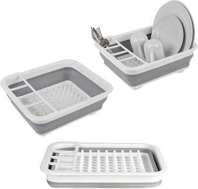 Beldray Collapsible Dish Drainer with Cutlery Divider Grey