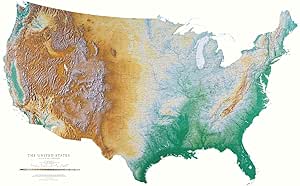 Amazon.com: United States Topographic Wall Map by Raven Maps, Laminated