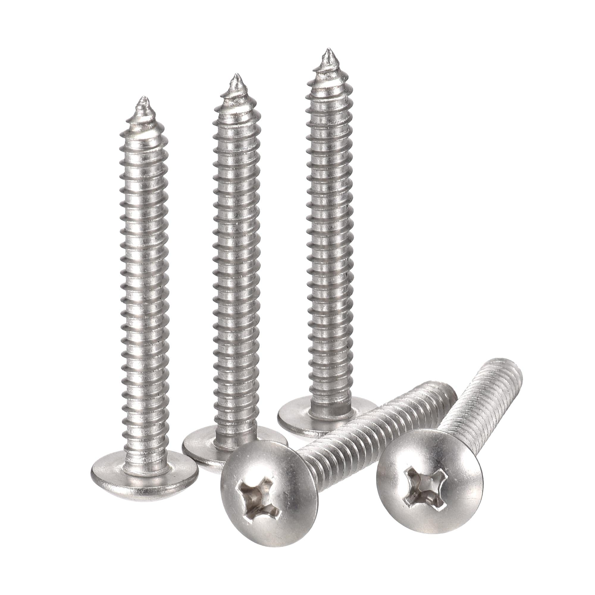 sourcing map Phillips Head Self Tapping Screws, #14 x 2" 304 Stainless Steel Wood Sheet Metal Screw 10pcs