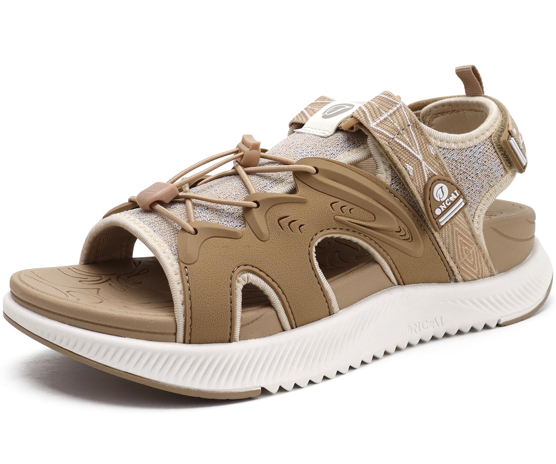 ONCAI Walking Sandals for Women 2025, Sport Athletic Hiking Sandals With Arch Support Orthotic Outdoor Footbed for Plantar Fasciitis, Water Sandalias Mujer with Adjustable Strap Beige/White Size 7.5