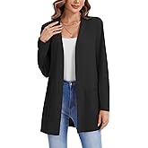 Actcat Womens Long Sleeve Cardigan Lightweight Open Front Fashion Cardigans with Pockets Holiday Travel