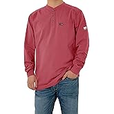 FR Shirts for Men 6oz Lightweight Stretch Work Shirt Flame Resistant Long Sleeve Henley Shirt CAT2