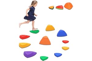 Outsunny Stepping Stones Kids with Non-slip Rubber, Stackable Balance Step Stones for Obstacle Course Sensory Play, Outdoor I