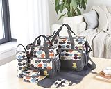 just4baby 5pc Insulated Thermal Diaper Changing Hospital Bag Set Grey Leaves view 2