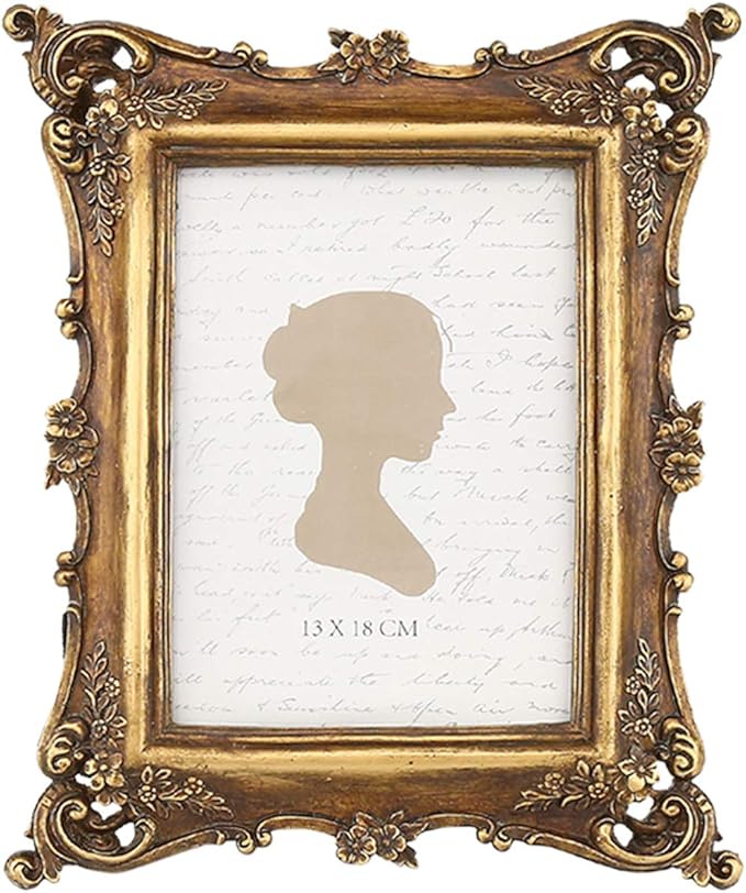 Sunlit Vintage Picture Frame 5x7 Inch, Luxury Antique Photo Frames with Glass Front, Photo