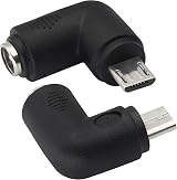 AAOTOKK 90 Degree DC 5.5x2.1mm Female to Micro USB Male Power Adapter 5V 2 Pack view 4