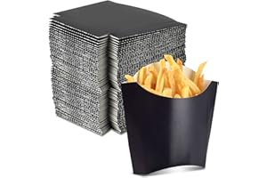 DOSTATNI 200 Pack 4oz Black French Fry Containers - Small French Fry Box Holder Disposable Charcuterie Cups - Kraft Paper Takeout Boxes for Wedding Birthday Carnival Individual Party Point
