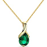 Orovi 14K Gold Necklace for Women in 14K Yellow Gold/White Gold 585 with Ruby/Sapphire/Emerald/Topaz/Amethyst Gemstone/Birthstone Pendant Necklace and Gold Chain 17.7 ″ Long - Women's Jewelry