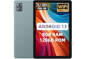 AISLPC 10.1 Inch New Slim Android 13 Tablet, 8GB RAM 128GB ROM WiFi Tablets PC, 1280 * 800 HD Screen, Dual Camera & 6800mAh Battery, Lake Blue