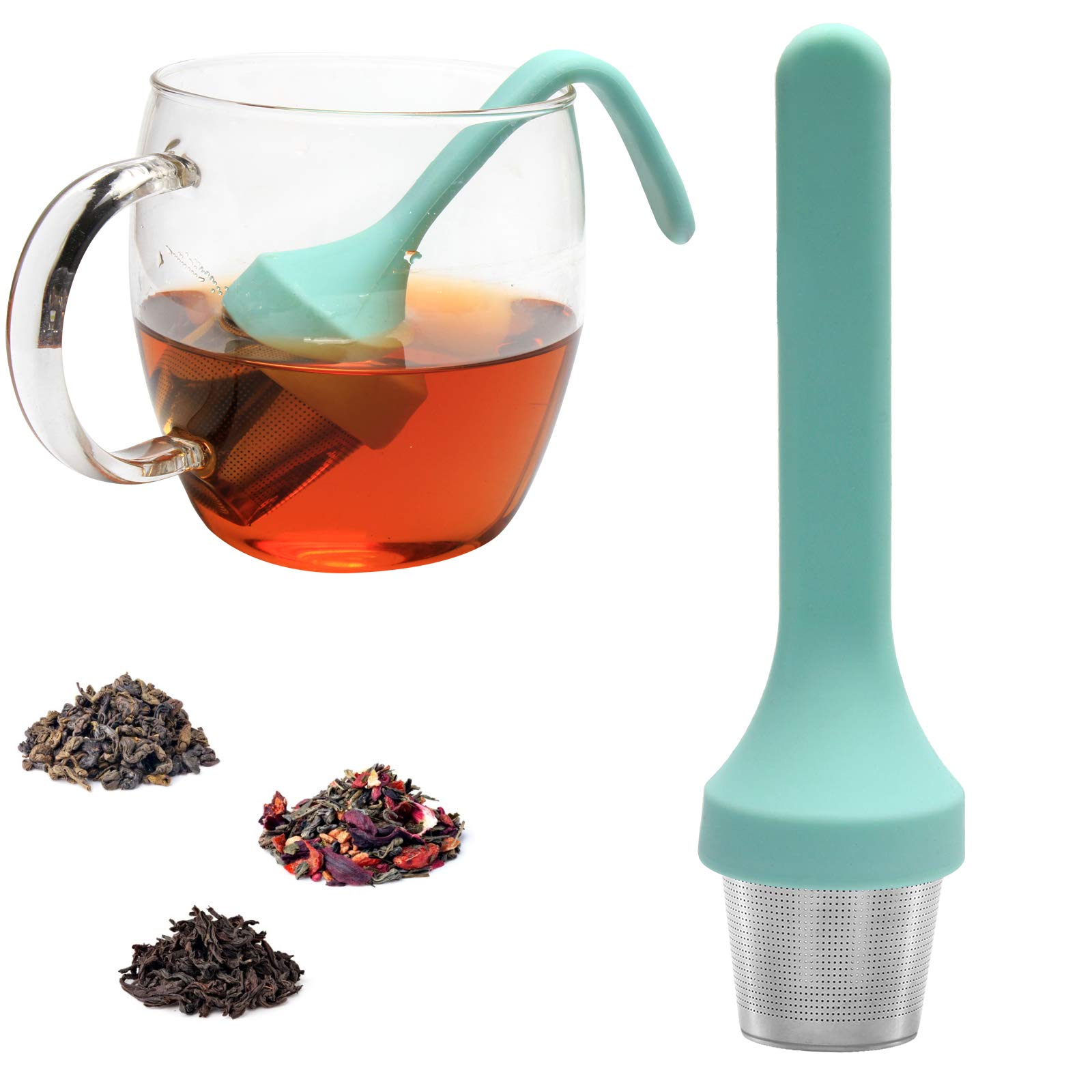 Fenshine Tea Infuser, Silicone Handle Stainless Steel Tea Strainer Loose Tea Steeper Extra Fine Mesh Tea Filter for Loose Leaf Tea or Herbal Tea