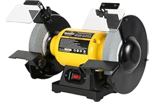 WOODSKIL 4.8A 3/4HP 8-Inch Bench Grinder, 3600rpm Table Grinder with Two Protective Eye Masks and Two Grinding Wheels Multipurpose Grinders for Metal, Knife, Dental, Amber, Jewelry, Jade