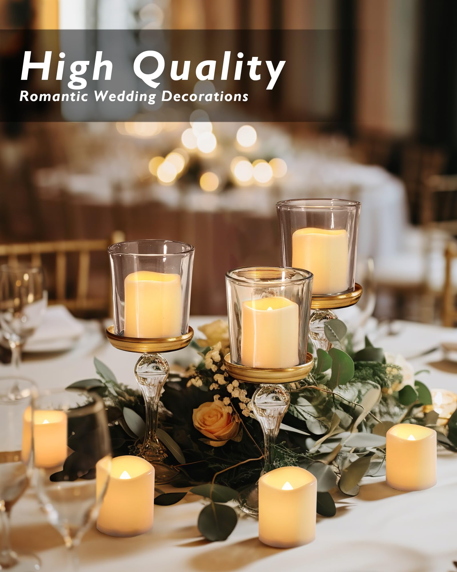 Homemory 24Pack Flickering Flameless Votive Candles,200+Hour Electric Fake Candles,Battery Operated LED Tealight for Wedding,Outdoor,Table,Halloween,Christmas Decor(Warm White,Battery Included)