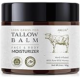 Beef Tallow and Honey Balm for Skin: Whipped Grass Fed Beef Tallow Balm Moisturizer with Raw Honey and Olive Oil for Face and