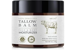 Beef Tallow and Honey Balm for Skin: Whipped Grass Fed Beef Tallow Balm Moisturizer with Raw Honey and Olive Oil for Face and