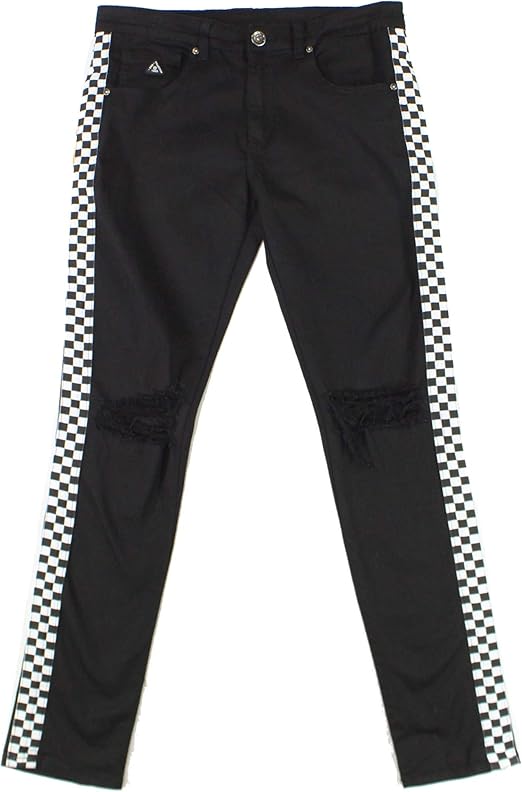 black ripped jeans with checkers