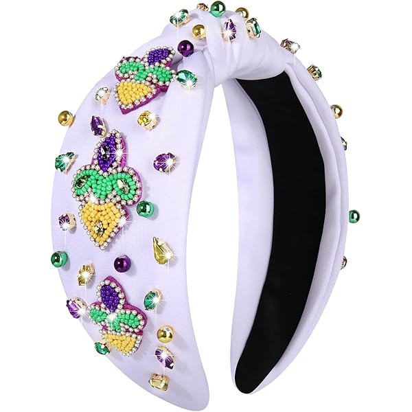 Tiara Mardi Gras NVENF - Strass E Pérolas - Verde, Roxo E Dourado