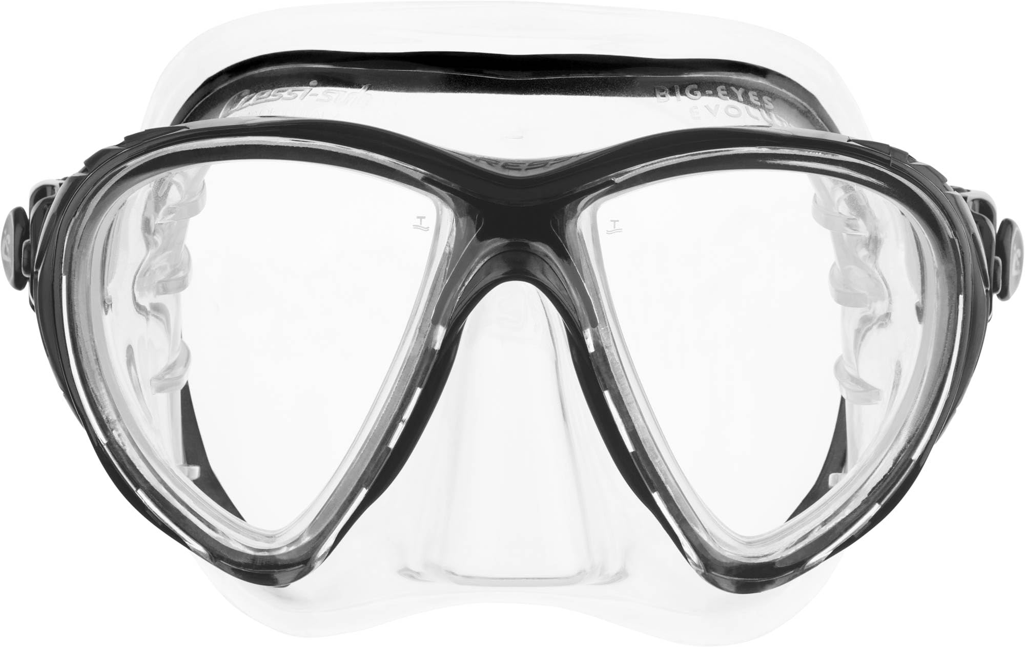 Cressi Big Eyes Evo & Alpha Ultra Dry Snorkel Set Adults - Silicone Snorkel Mask - Dry-Top Breathing Tube - Fit Diving Mask - Clear/Black