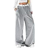 Verdusa Women's Wide Leg Baggy Sweatpants Casual Workout Long Pants Streetwear Joggers with Pockets