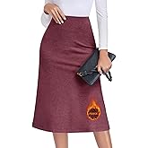 LEYSHE Women's Fall Winter Fleece Warm Knit Blend Long Skirts Elastic Waist A-Line Midi Skirt 2025