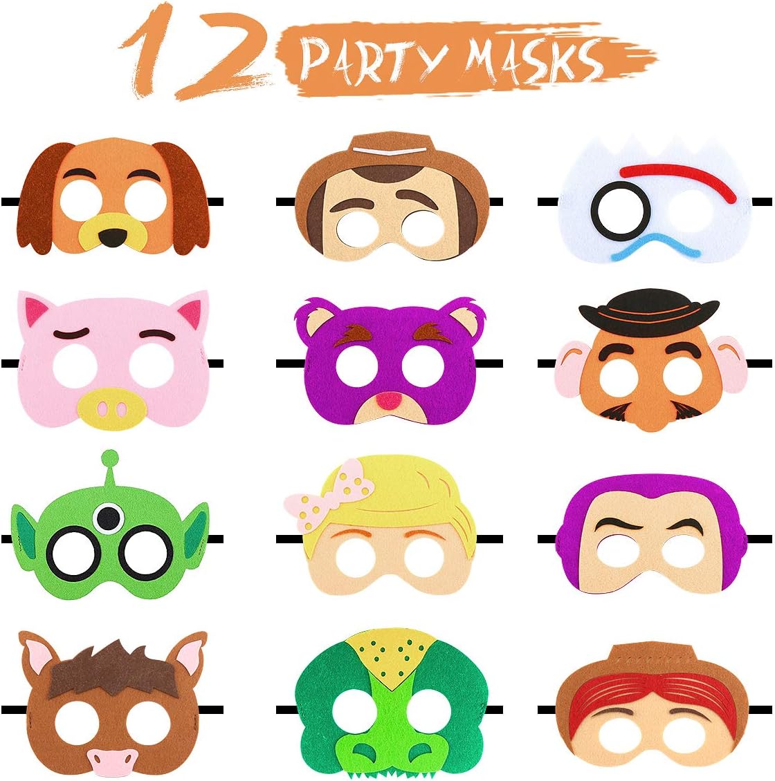 12 Pcs Toy 4th Story Party Masks Birthday Party Supplies Toy 4th Masks Adventure Party Favors Dress Up Costume Mask Include Buzz Woody Forky Bo Peep Lightyear Slinky Dog Jessie for Kids Boys Girls