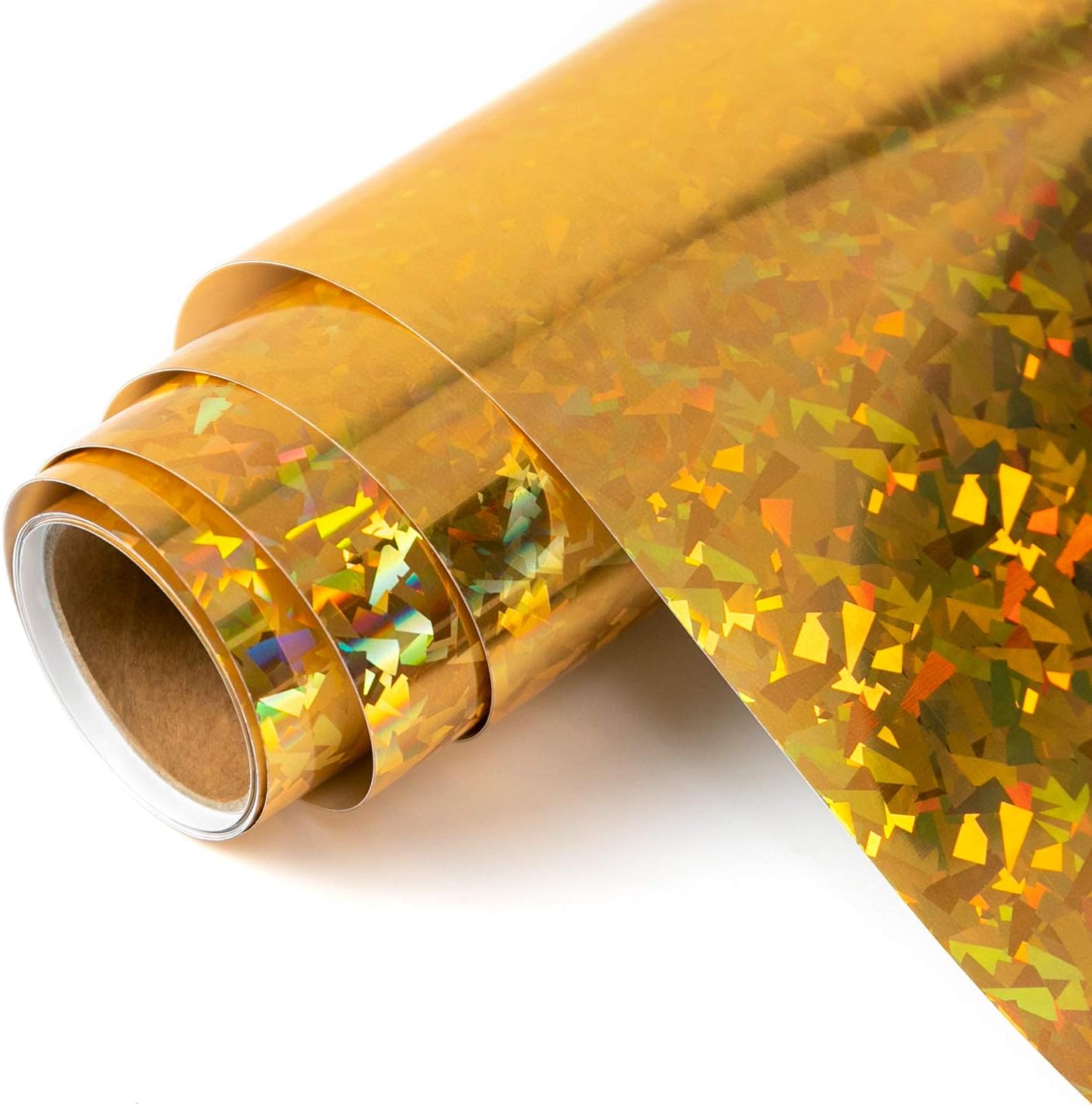 JANDJPACKAGING Gold Crystal Holographic Heat Transfer Vinyl