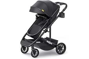 newyoo Bassinet Stroller for Infant, Nestro 516M, Convertible Baby/Toddler Strollers w Reversible Seat & Cup Holder, Coches para Bebes, 2-in-1 Rear-Facing Pram, One-Hand Quick Fold, Black