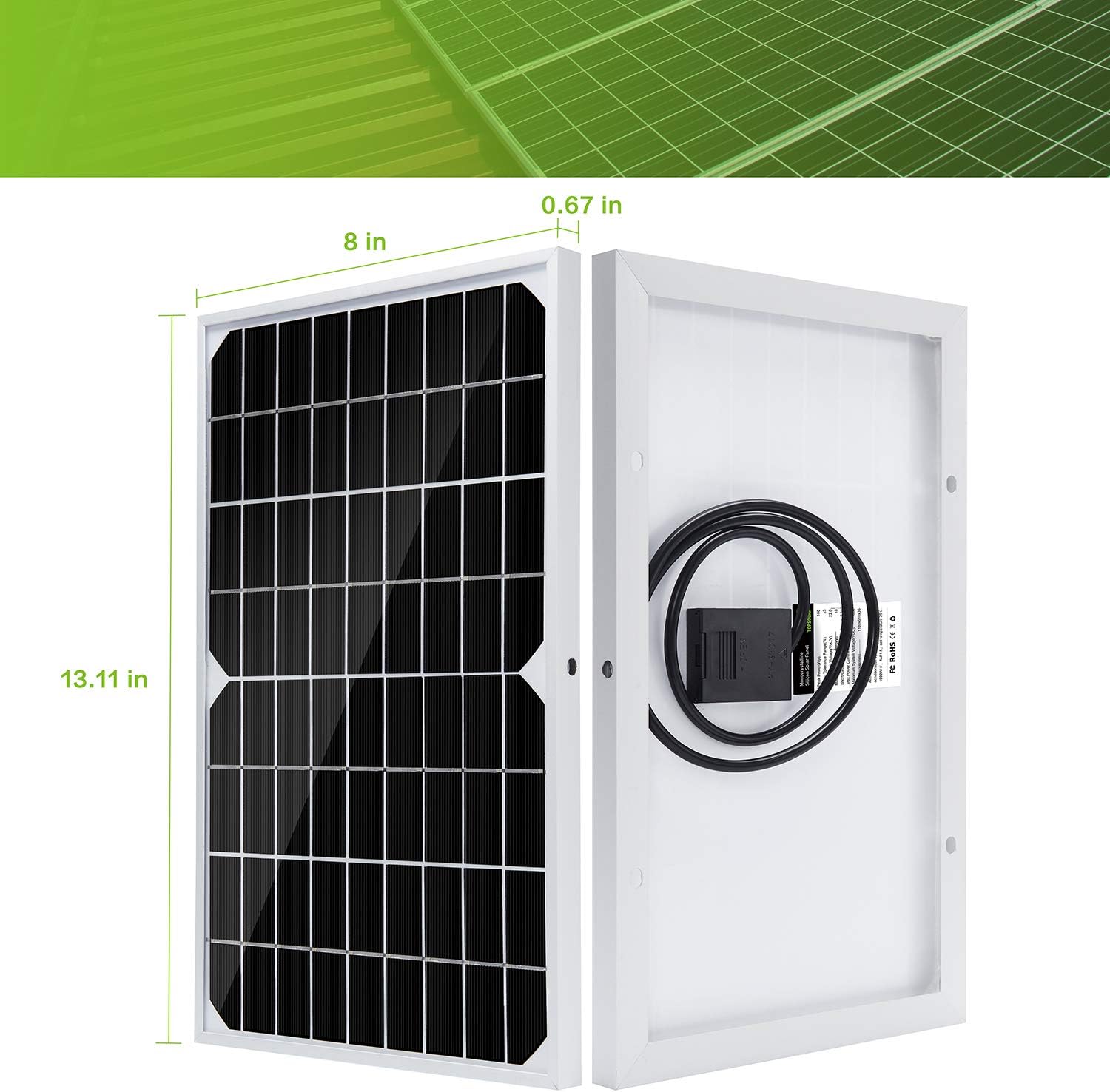 Topsolar Solar Panel Kit 10W 12V Monocrystalline with 10A Solar Charge Controller + Extension Cable with Battery Clips O-Ring Terminal for RV Marine Boat Off Grid System : Garden & Outdoor