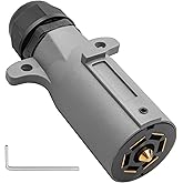 Oyviny RV 7 Pin Trailer Plug with IP68 Waterproof Seal, Detachable 7 Way Round RV-Style Trailer Side Connector 7 Point Traile