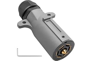 Oyviny RV 7 Pin Trailer Plug with IP68 Waterproof Seal, Detachable 7 Way Round RV-Style Trailer Side Connector 7 Point Traile