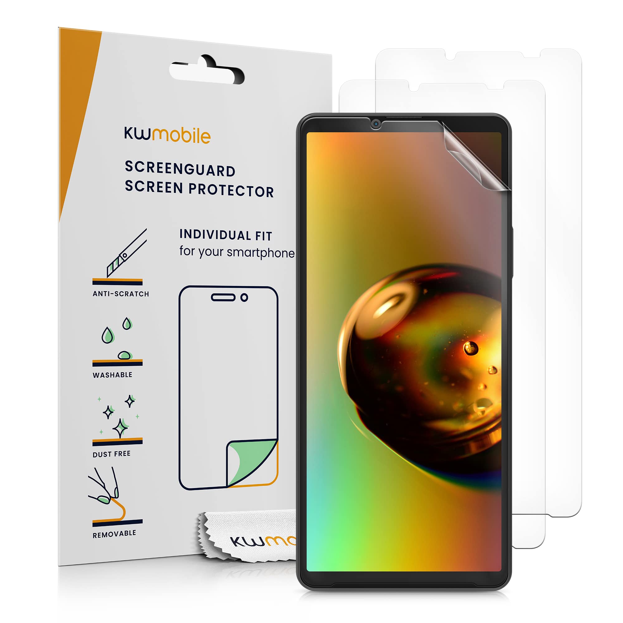 kwmobile Screen Protectors Compatible with Sony Xperia 10 V Screen Protector - 3x Ultra-Clear Transparent Phone Films