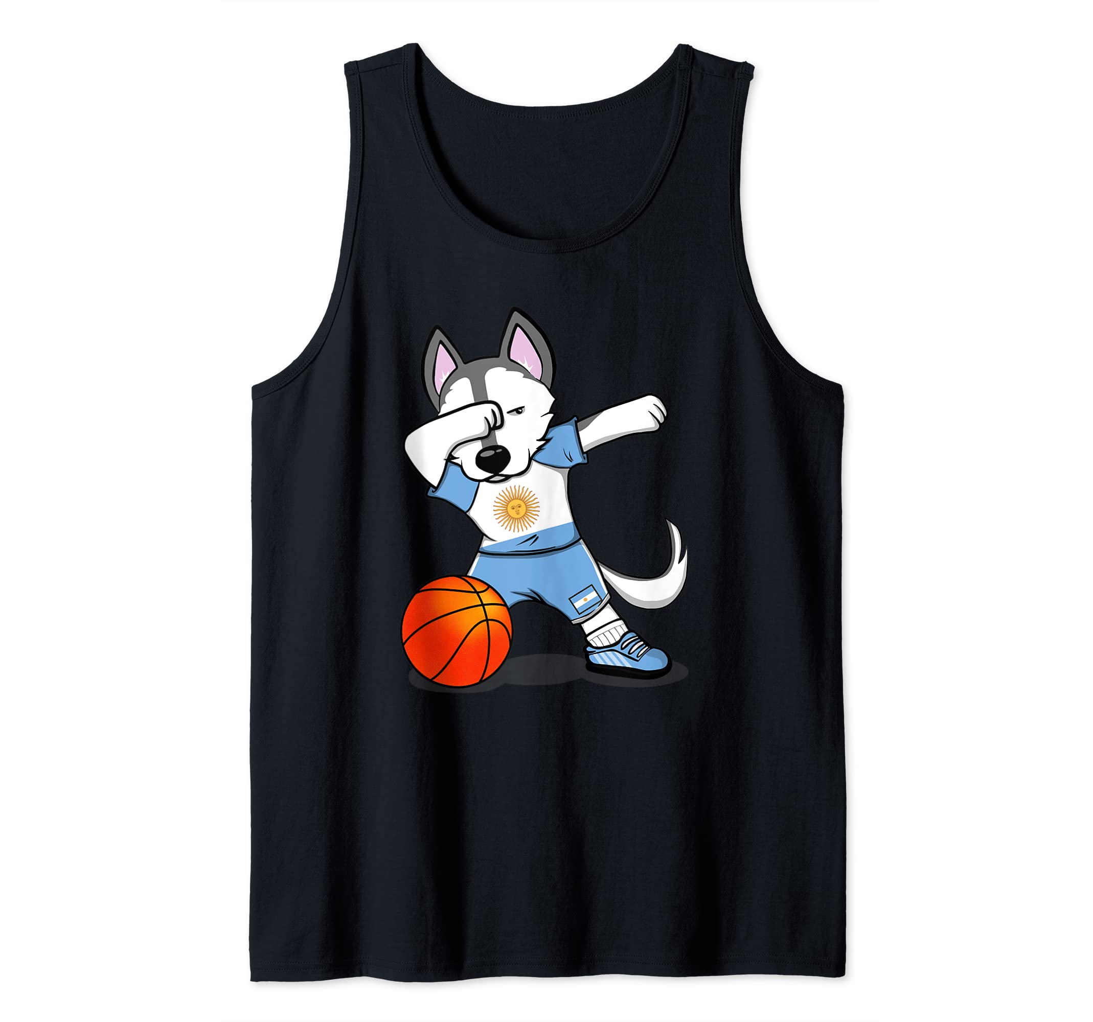 Funny Dabbing Husky Argentina Basketball Fans Jersey Flag Tank Top