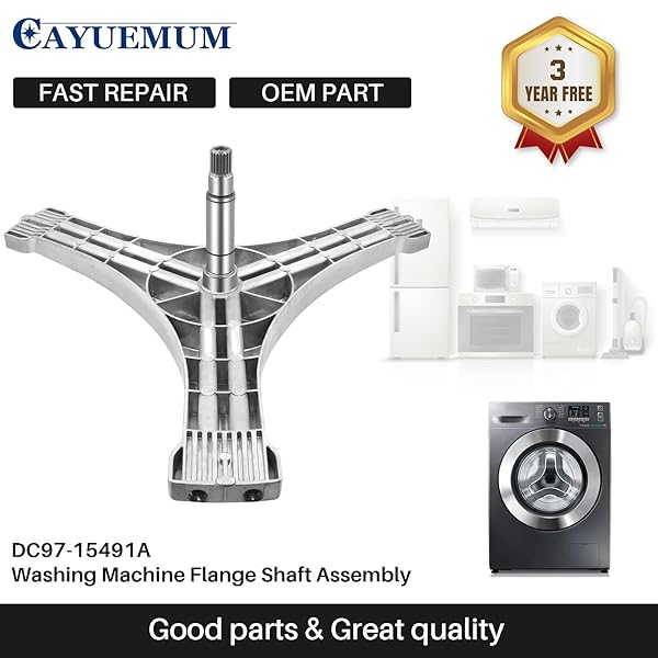 DC97-15491A WASHER FLANGE SHAFT ASSEMBLY COMPATIBLE WITH SAMSUNG WASHING MACHINE WITH DC60-40137A SPIDER HEX BOLT (6 PACK) 3 YEAR WARRANTY