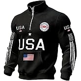 PODKREC 250 Anniversary USA Sweatshirt Men American Flag Sweatshirt Long Sleeve Waffle 1776-2026 250th Anniversary Shirt