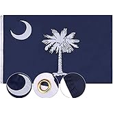 FLAGBURG South Carolina Flag 3x5 FT Outside, SC State Flags Embroidered Heavy Duty Nylon, Sewn Stripes, Canvas Header & Brass Grommets, High-Grade Outdoor Palmetto Flag for All-Weather