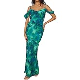 MASCOMODA Spaghetti Strap Long Maxi Dresses for Women 2025 Summer Floral Sexy Bodycon Backless Formal Wedding Guest Dress