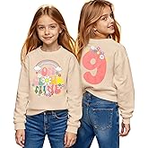 GLIGLITTR On Cloud Nine Birthday Girl Sweatshirt 9th Girl Birthday Outfit Rainbow Kid 9 Year Old Bday Party Long Sleeve Shirt