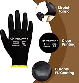 Velway 12 Pairs Safety Work Gloves PU Coated Non-Slip Grip Size M 8 view 2