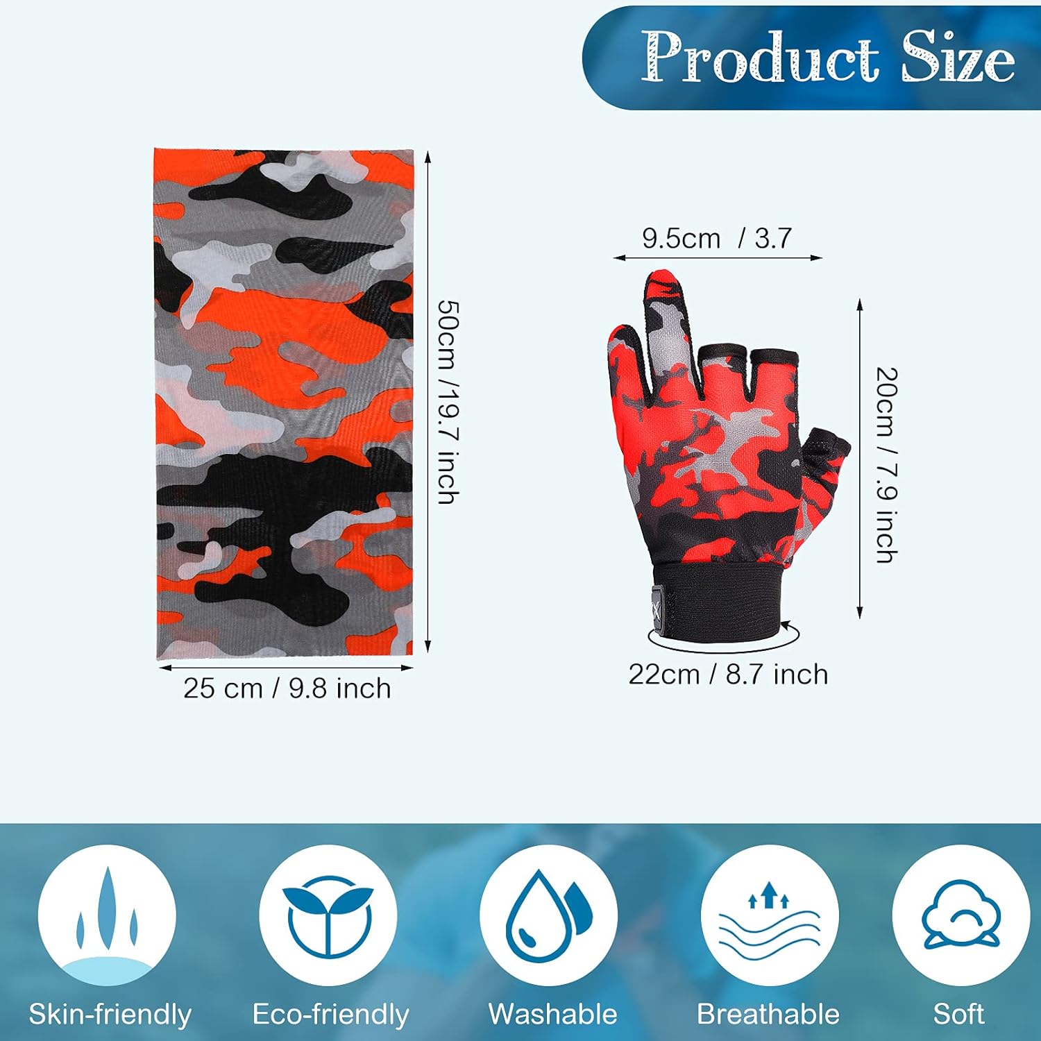 3 Pieces Fishing Gloves Neck Gaiter Includes 1 Pairs of UV Protection Fingerless Gloves and 1 Piece of Fishing Balaclava for Men and Women Kayaking Hiking Paddling Cycling Canoeing Rowing (Red) : Sports & Outdoors