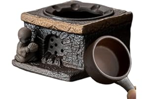 Fenyya Teapot Warmer Matte Classic Retro Ceramic Universal Tea Warmer Stand Set with Candle Holder Japanese Style for Warming Tea, Coffee and Milk etc.