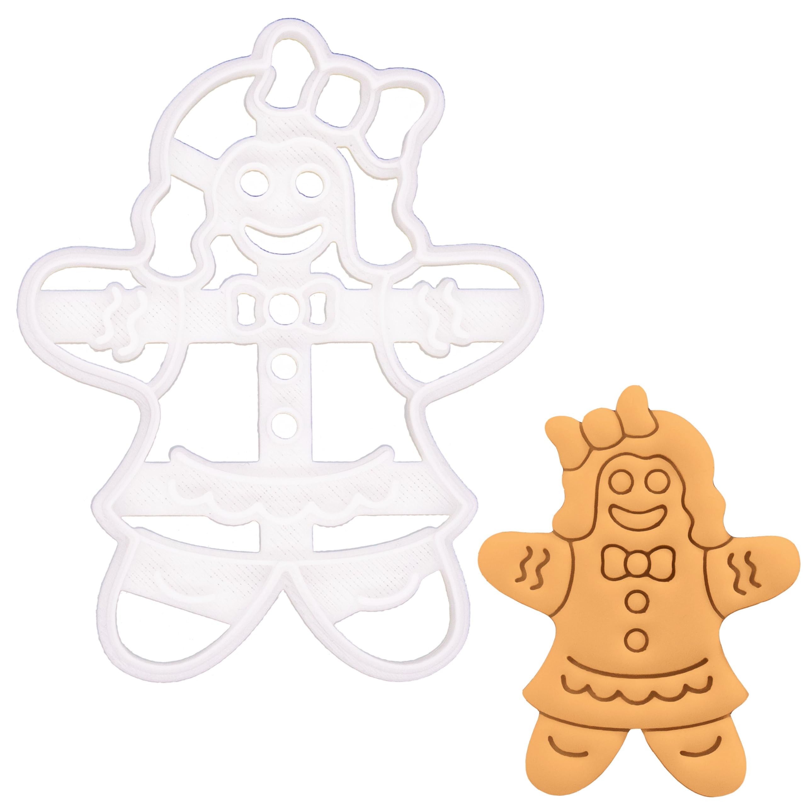 BAKERLOGY Gingerbread Woman Cookie Cutter - Detailed Biscuit Cutter Design for Baking and Crafts, Ideal on Fondant, Dough, Clay