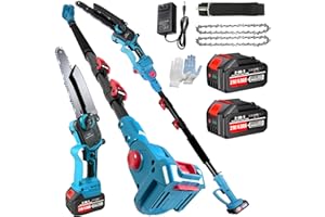 ASTARNING 2-In-1 Electric Pole Saws for Tree Trimming, 8 Inch Mini Chainsaw with Extension Pole and 2×4.0Ah Battery Powered, Max 16FT Cordless Pole Saw, Brushless Motor, Tree Trimmer Limb Branch Cutter Pruner