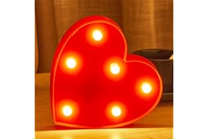 DyingSwan Led Light Up Letters, 26 Alphabet Marquee Letter Lights, Small Letters with Lights, Battery Powered Letter Sign Lights for Party, Table, Wall Decor (Red Heart, Warm White)