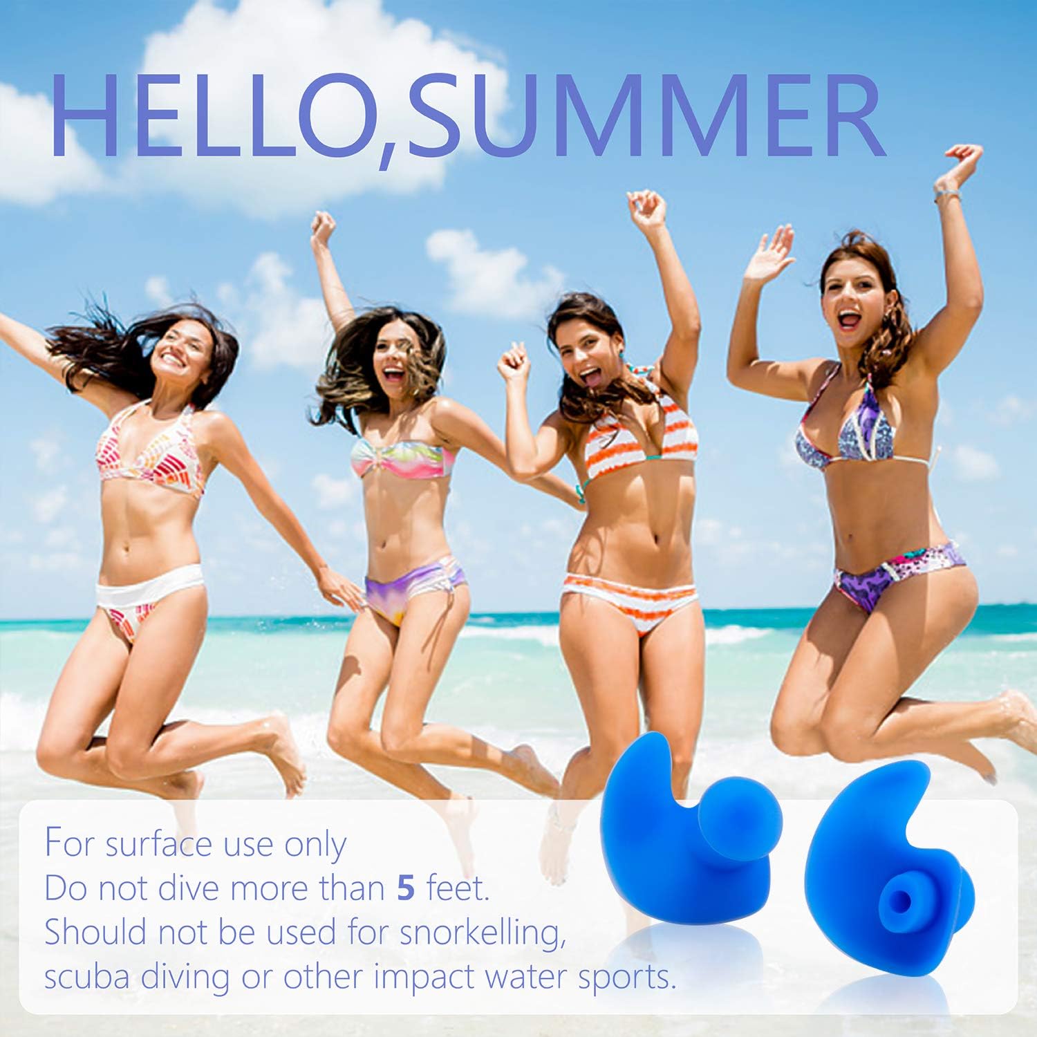 Swimming Ear Plugs, VIRIITA 4 Pairs Reusable Swimming Earplugs for Kids and Adults, Silicone Water Ear Plugs for Swimmers Showering, Bathing, Surfing and Other Water Sports : Sports & Outdoors