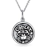 Personalize Astrology Constellation Celestial Horoscope Disc Medallion Pendant Zodiac Necklace For Women Oxidized Sterling Silver
