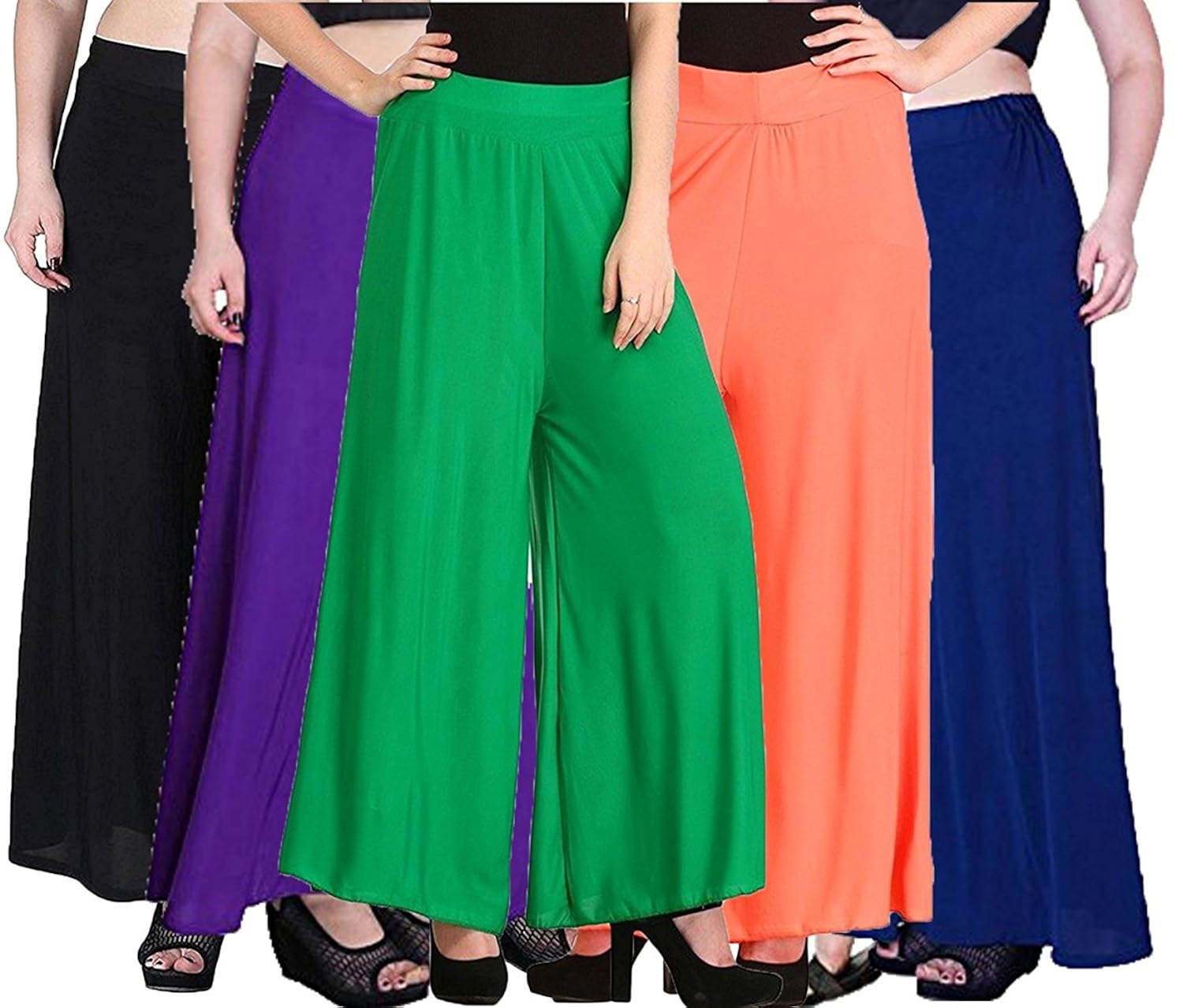 omikka women's lycra combo of 5 palazzo