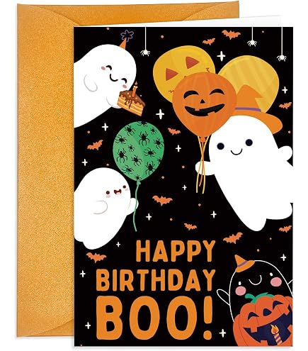 Old English Co. Gothic Geburtstagskarte – Happy Birthday To Boo, Schwarz-weiß, 15x15 Cm, Blanko Innen