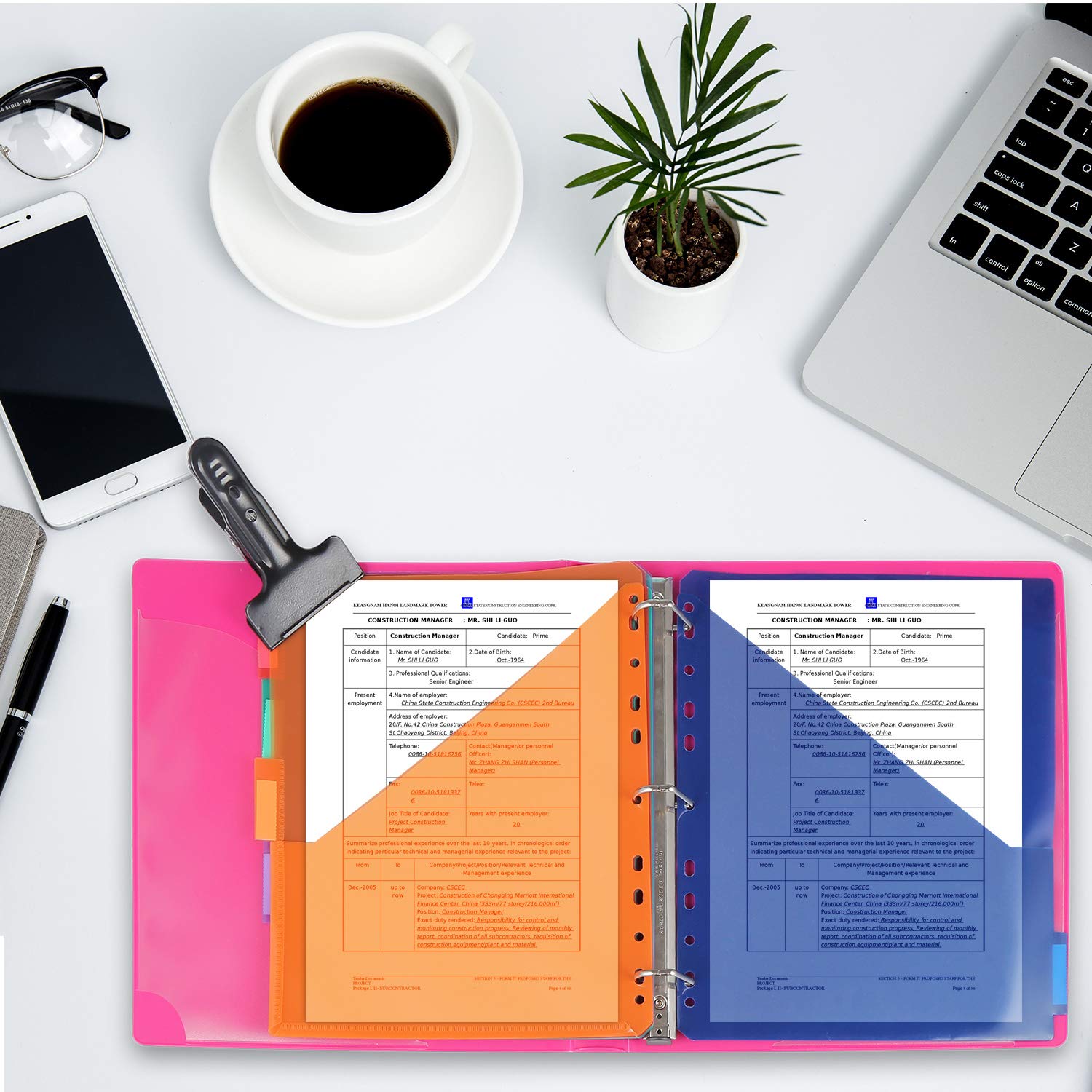 Binder Dividers w/Two Pocket Binder Index Dividers 8-Tab Set Pack of 3 Sets Multicolor Tab dividers Plastic Binder Dividers with Tabs