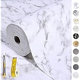 2-Layer Drawer and Shelf Liner for Kitchen Cabinet: 12 in X 20 Ft Non Slip Waterproof Shelf Paper Non Adhesive Refrigerator Liners White Marble Easy Liners for Bathroom with Knife Tape Measure